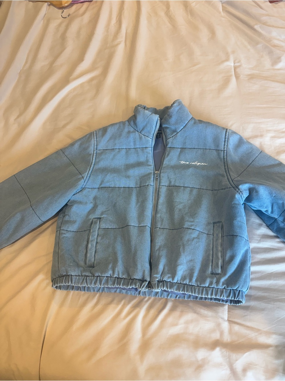 True Religion Light Blue Puffer Jacket